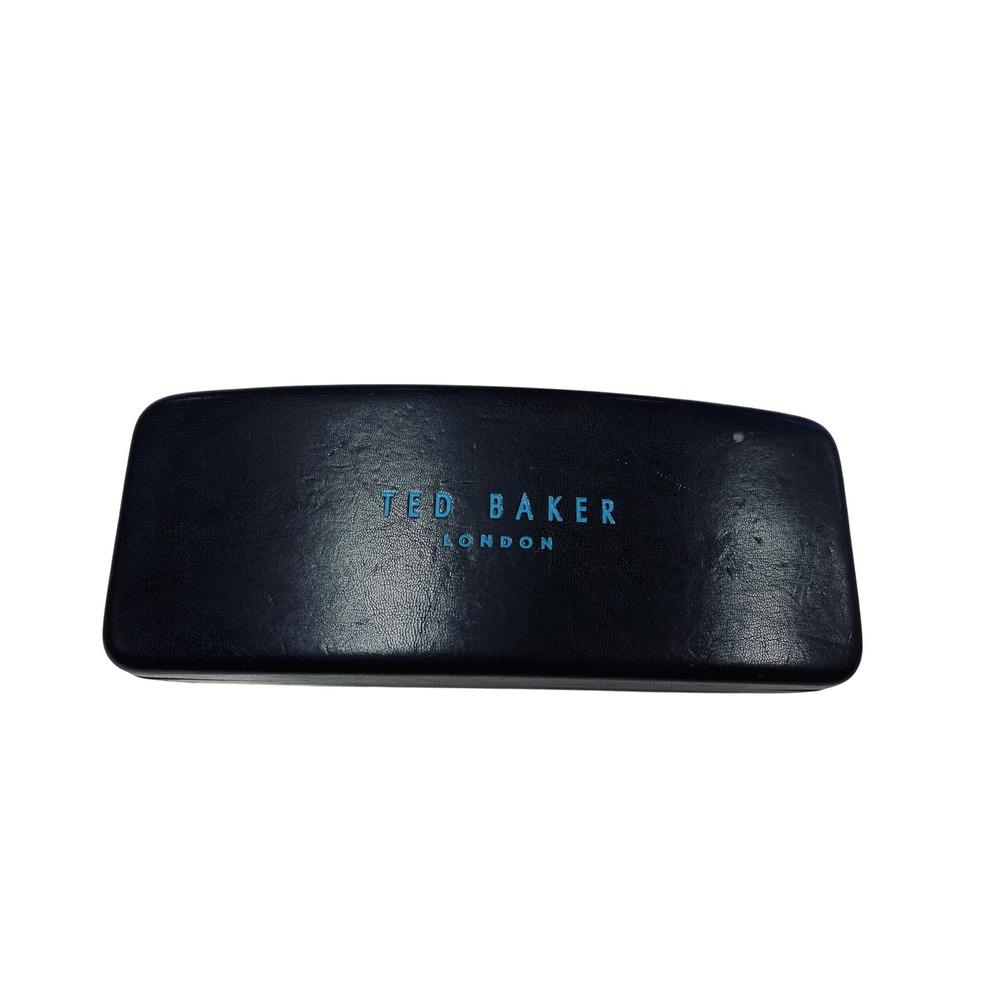 Ted Baker Eyeglass Case OS Black Teal Hard Shell Clamshell Logo Designer Travel
